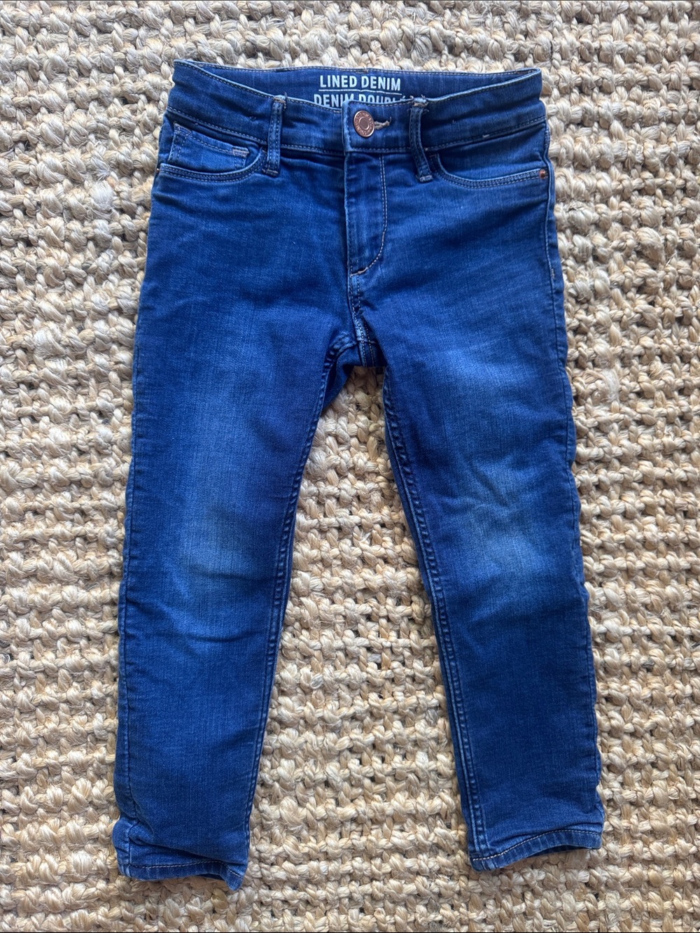 Lined Denim Kids' Dark Blue Jeans 3T - 4T